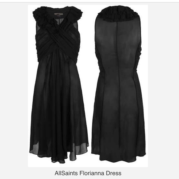 all saints black silk dress